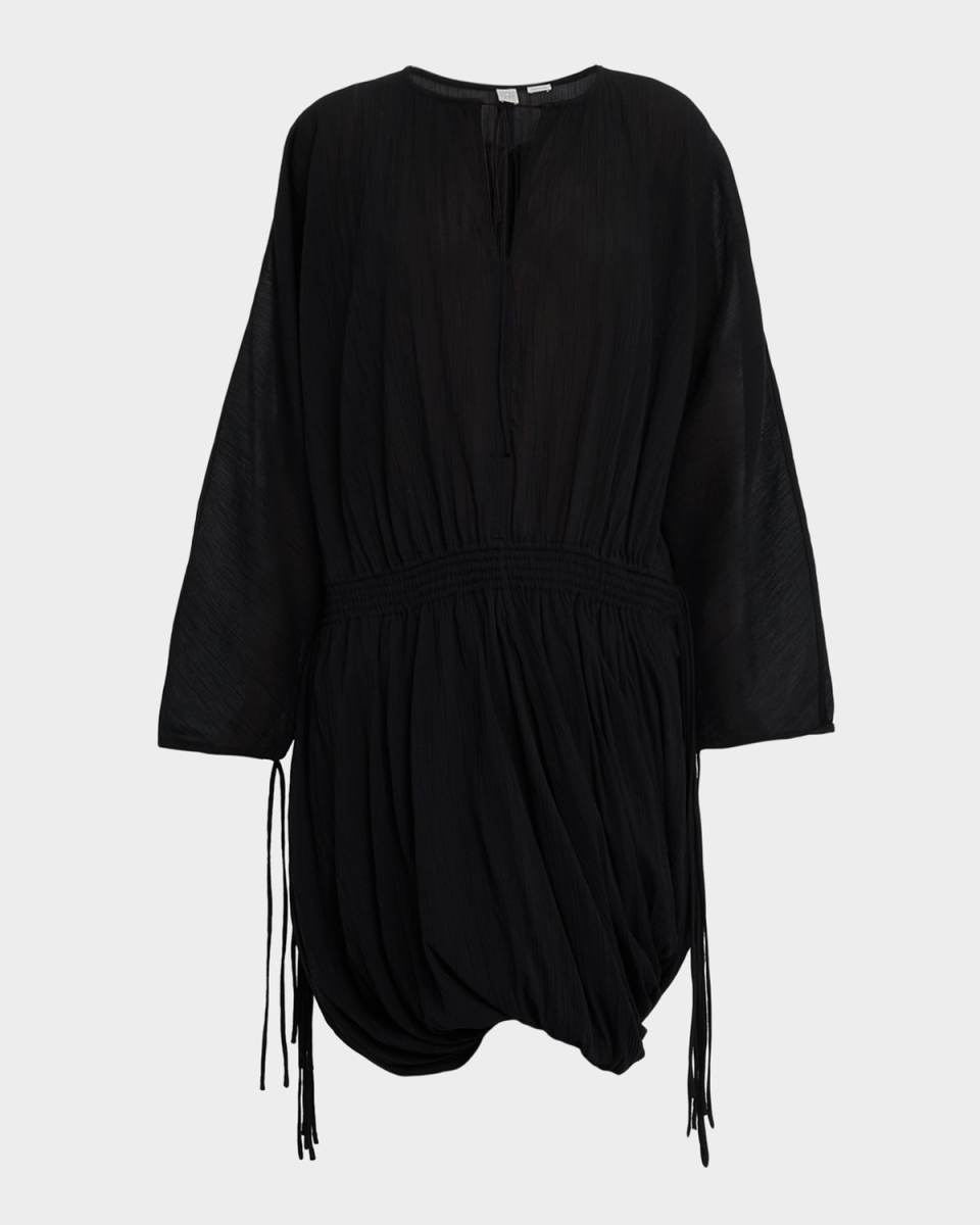 Long-Sleeve Drawstring Bubble Dress